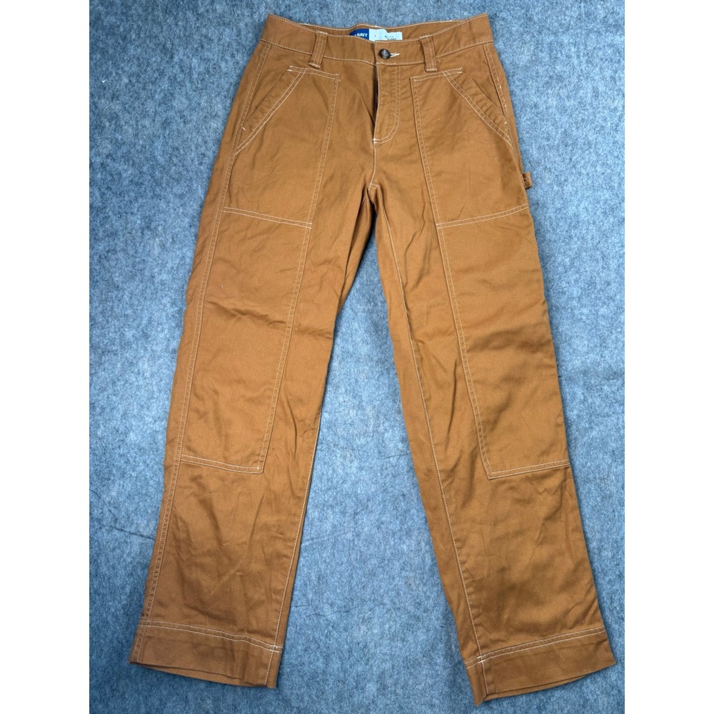 Old Navy Womens High Rise Straight Carpenter Pants Brown Contrast Stitch Size 4